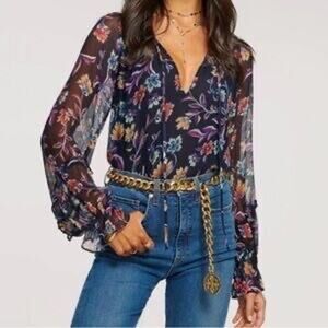 Ramy Brook Rosalind Floral-Printed‎ Blouse Size XS New with Tags